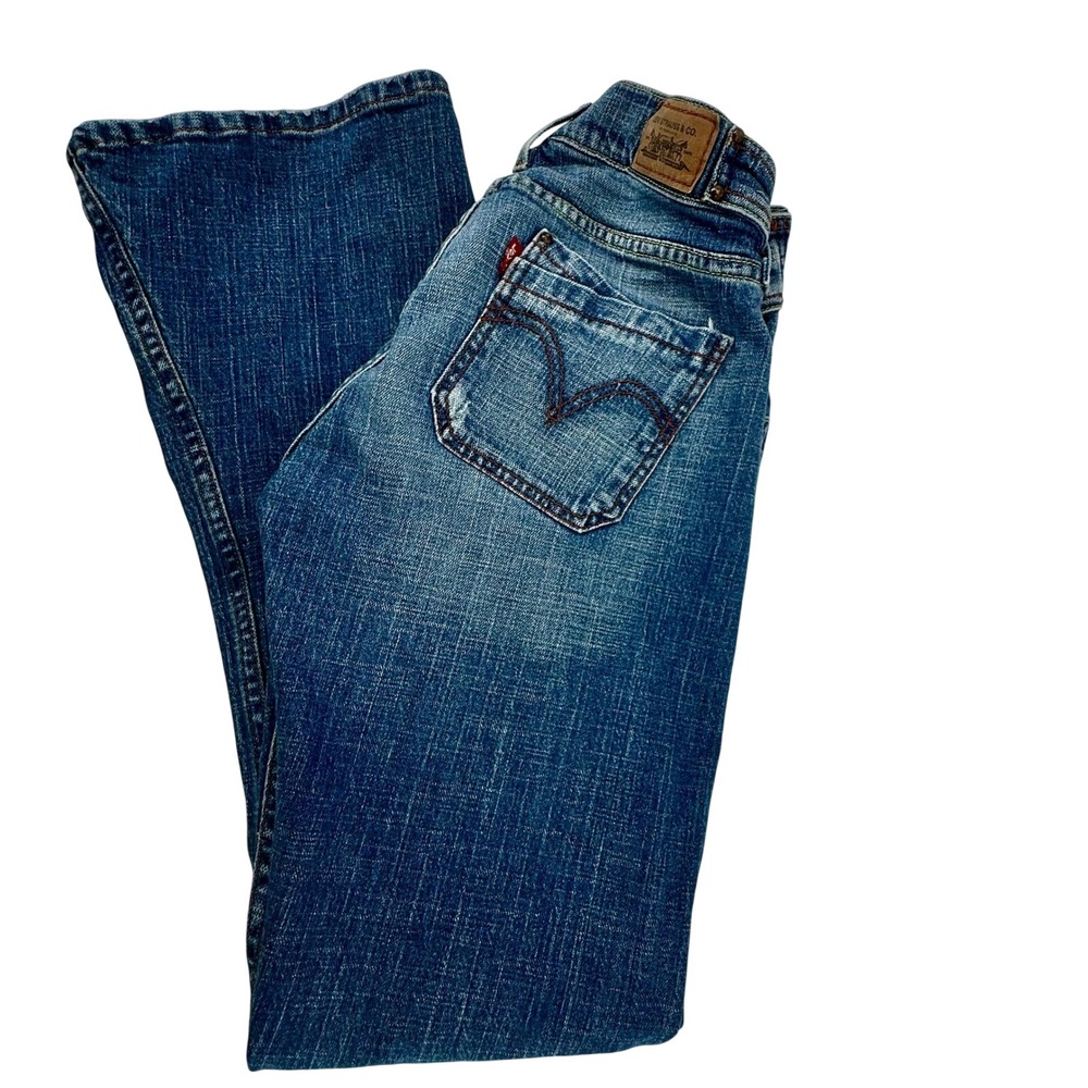 VTG Levis Women 11M Low Rise Bootcut Jeans Medium Wash Blue Denim Stretch 736L